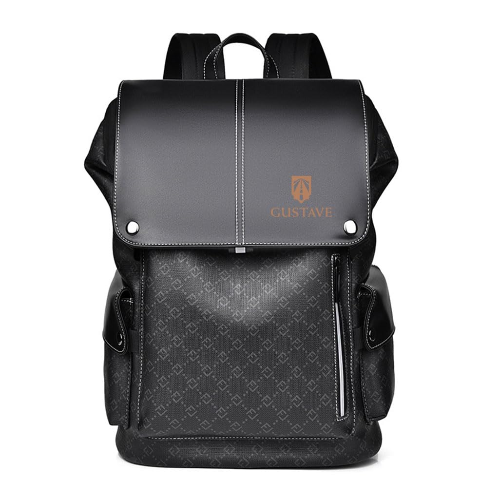 GUSTAVE Laptop Backpack for 15.6 Inch Laptop with Metal Buckle and Waterproof PU Leather | Business and Travel Bag for Men