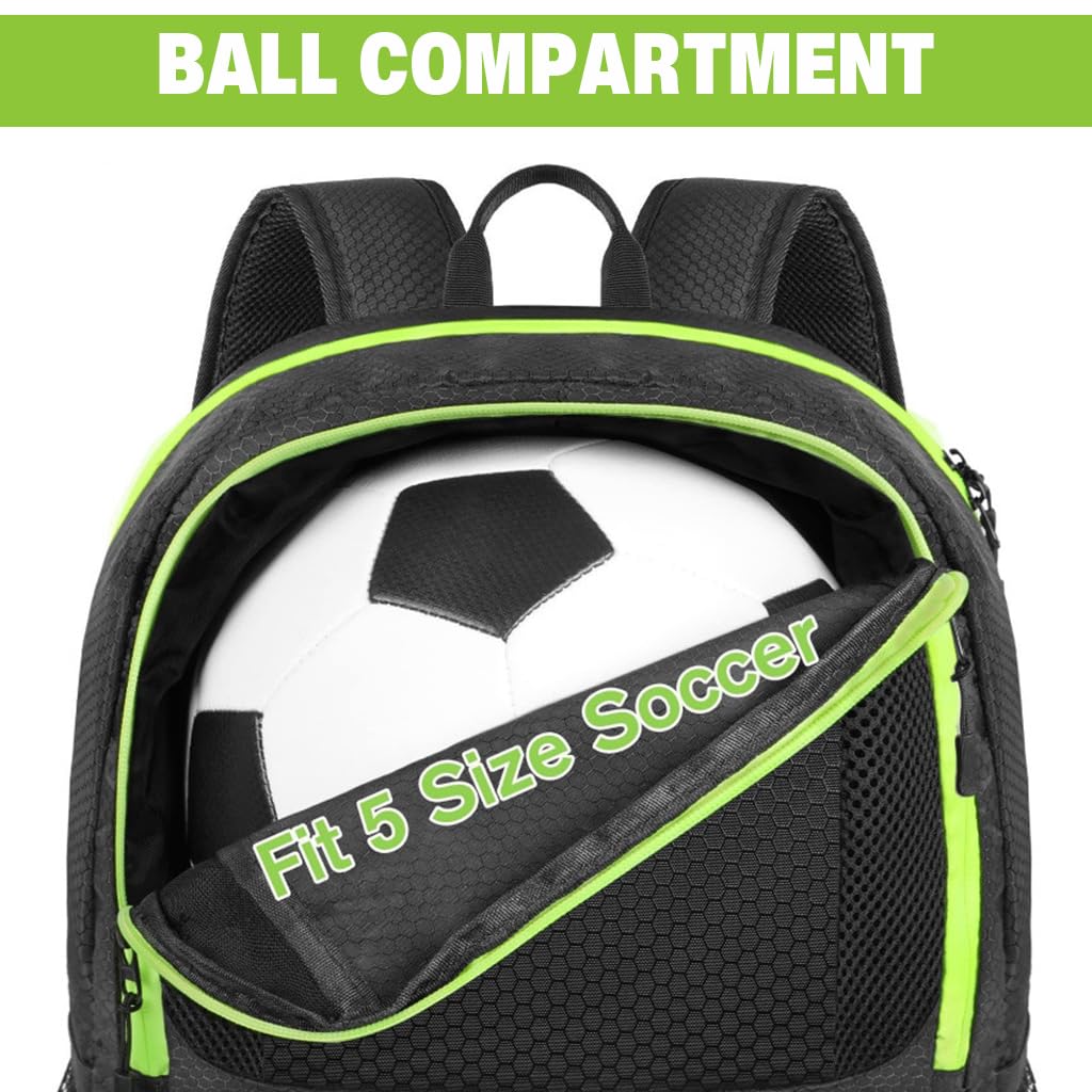 PROBEROS Football Carrier Backpack for Size 5 Soccer Ball with Shoe Compartment | Waterproof Sport Bag 33x20x43cm