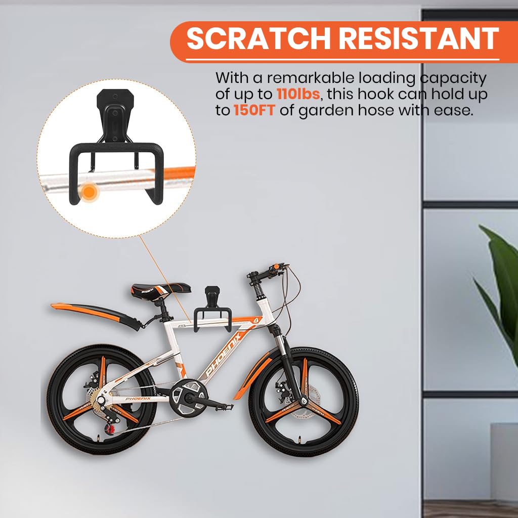 Serplex Garden Hose Hanger for Wall Mount Storage with Screw-Fixed Design and 110lbs Capacity | Heavy-Duty Steel Holder for 150ft Hose