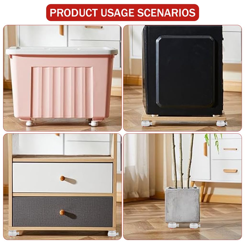 HASTHIP Caster Wheels for Furniture and Small Appliances with 360° Swivel Brakes | 4pcs 1.5in ABS Self Adhesive Design