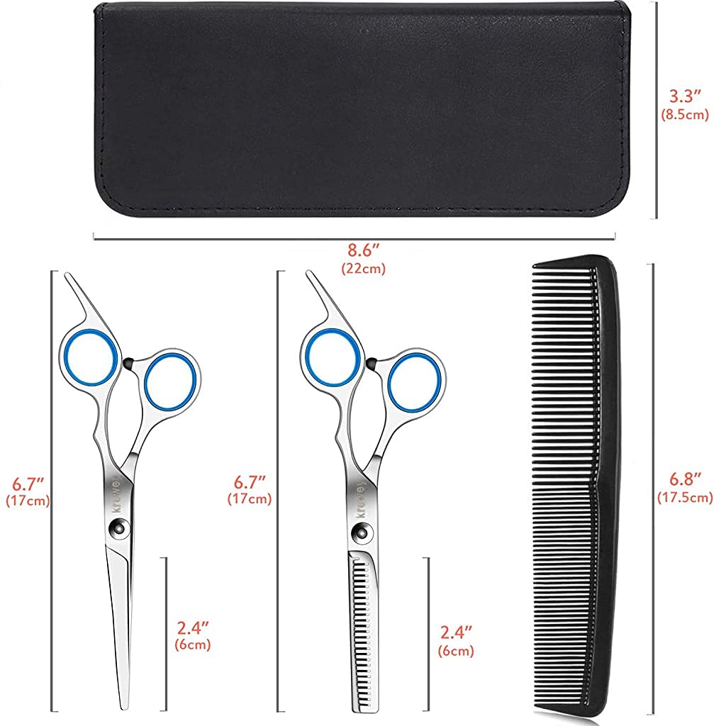 MAYCREATE Scissors for Hair Cutting with Adjustable Screw and Stainless Steel | 10 Pcs Set