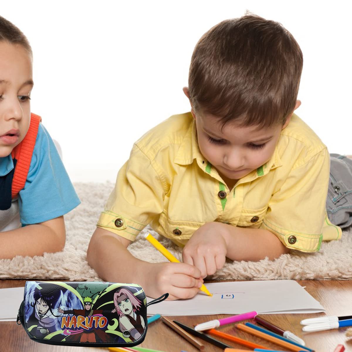 FANCYKU Na ruto Pencil Case for Students with Dual Layer Storage and PU Cover | Anime Gift