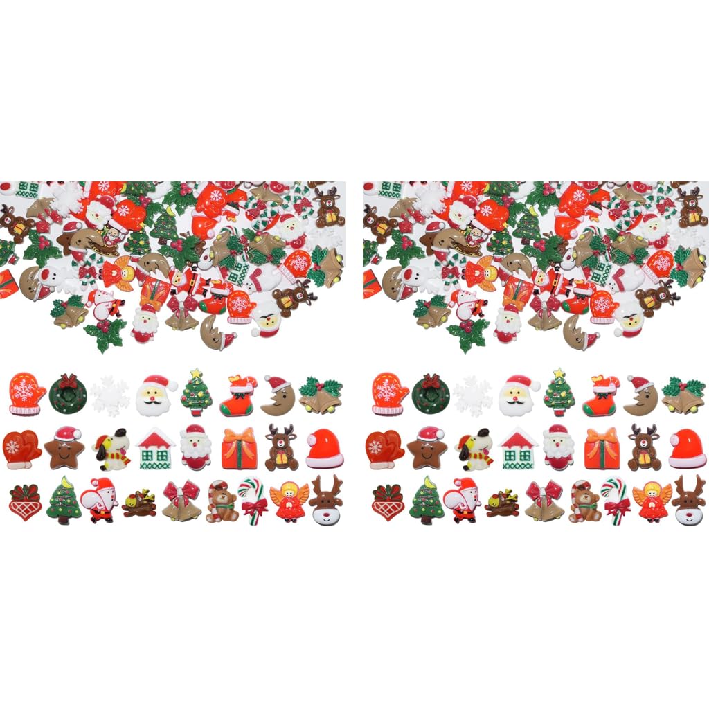 Venzina Christmas Resin Charms for Home Decorations featuring 200 pcs assorted flatback ornaments | ideal for DIY crafts and Xmas tree décor