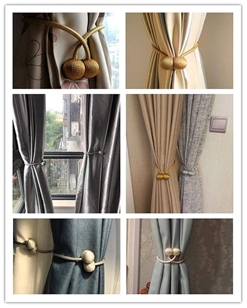 HASTHIP® Magnetic Curtain Tiebacks Clips Rope Holdbacks Weaving Holder Buckles for Home Office Decoration Pack of 2 Solid 3PCS
