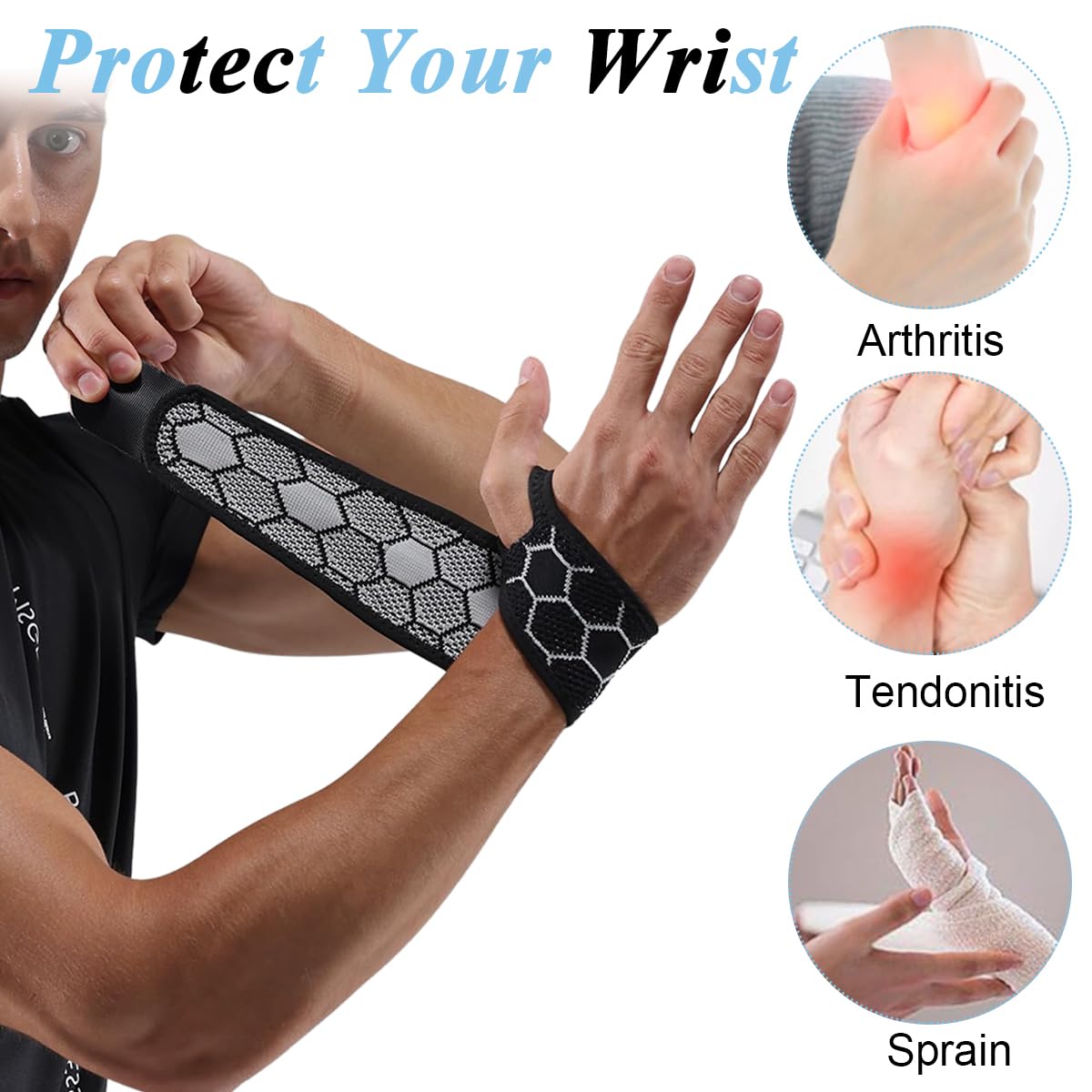 HANNEA Wrist Brace for Carpal Tunnel and Fitness featuring Thumb Loop Support in Black