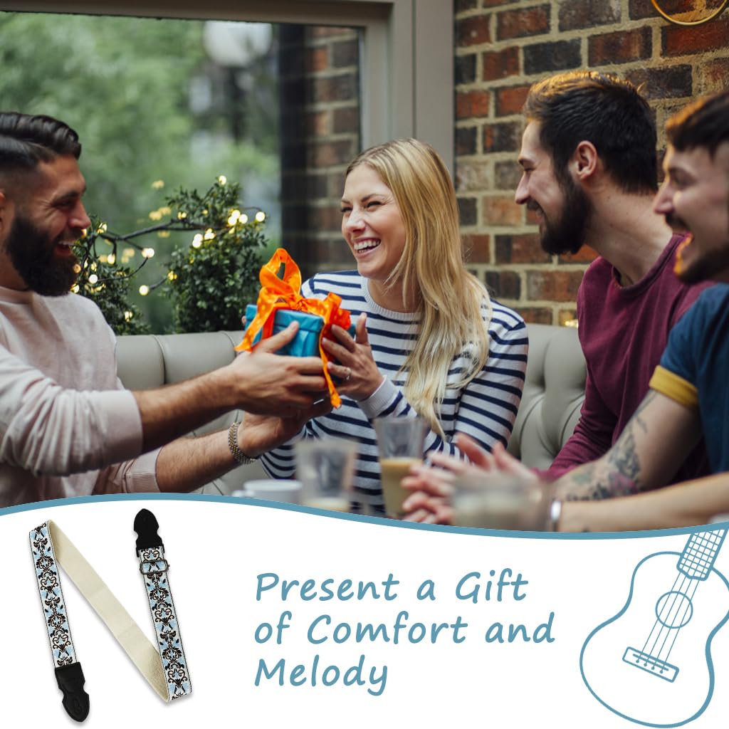 HASTHIP Guitar Shoulder Strap for Acoustic Electric and Bass Guitars featuring Pick Holder Slot and Adjustable 85–140cm Wide Nylon Design