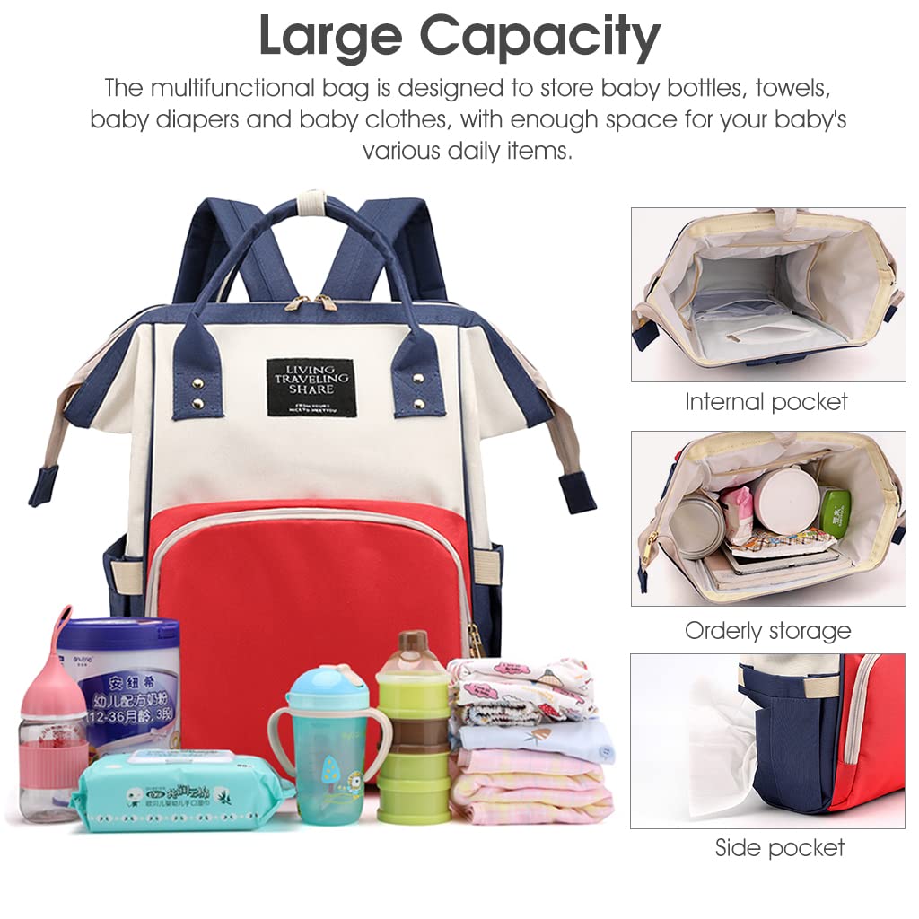 ZIBUYU Diaper Bag Backpack Mommy Large Capacity Diaper Bag with Thermal Insulation Design for Travel, Waterproof Printed Maternity Backpack Diaper Bag