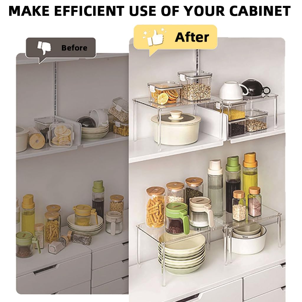 HASTHIP Acrylic Cabinet Organizer for Kitchen Pantry Storage and Stackable Shelves | Desk Countertop Organization
