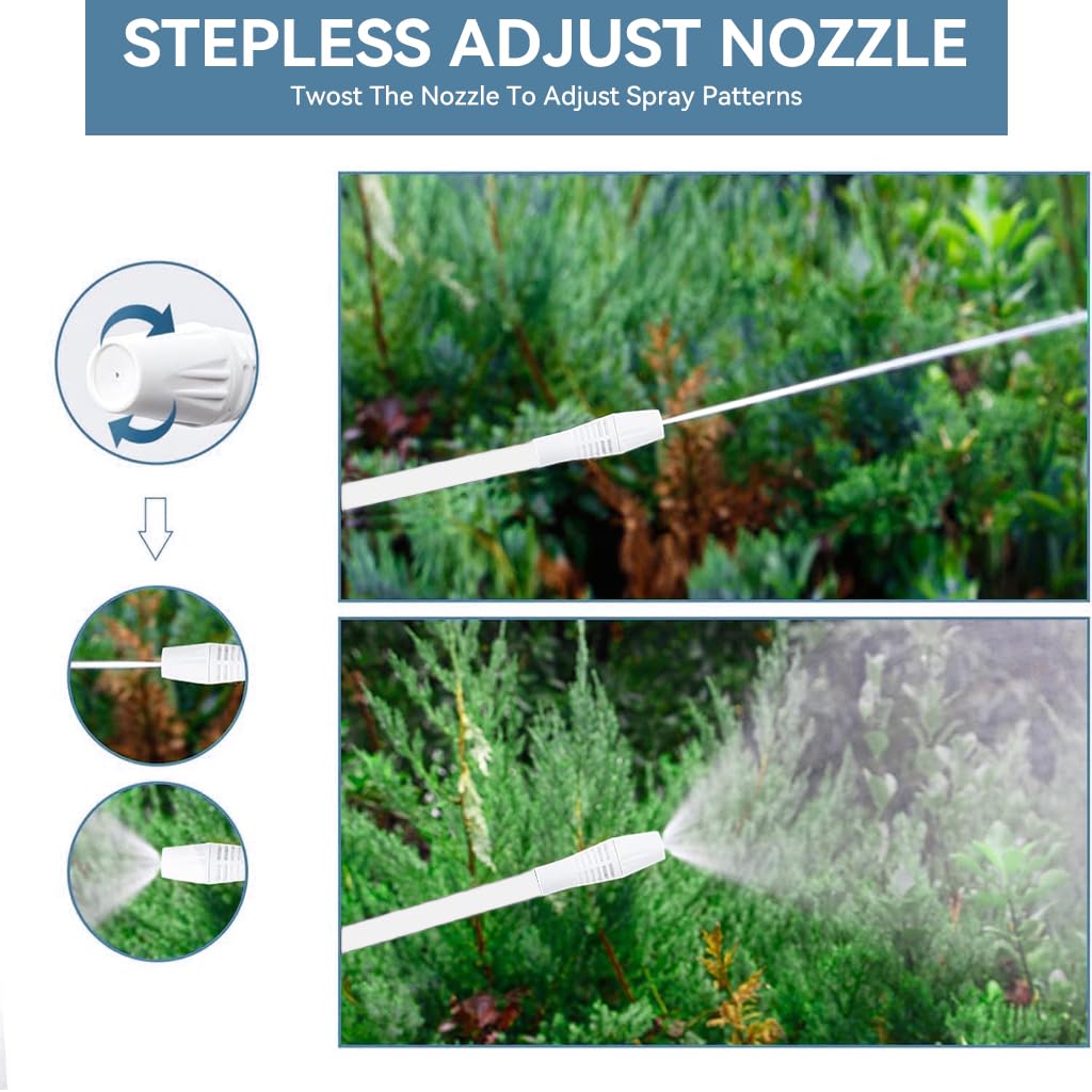 HASTHIP Electric Spray Bottle for Gardening and Cleaning with 2L Capacity | Flexible Gooseneck Nozzle and Adjustable Spray Modes