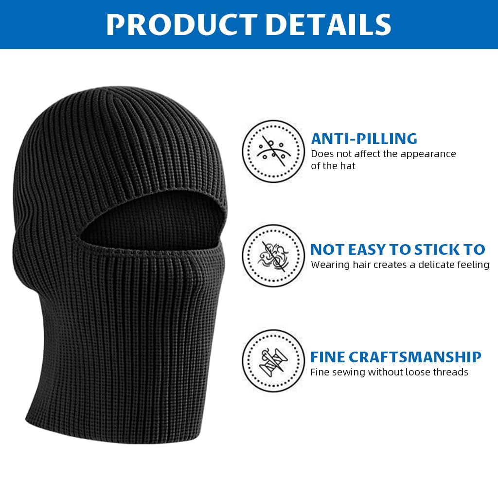 PROBEROS Winter Knitted Balaclava Beanie Hat for Men and Women with Fold Up Brim | Soft Stretchy Warm Ribbed Design