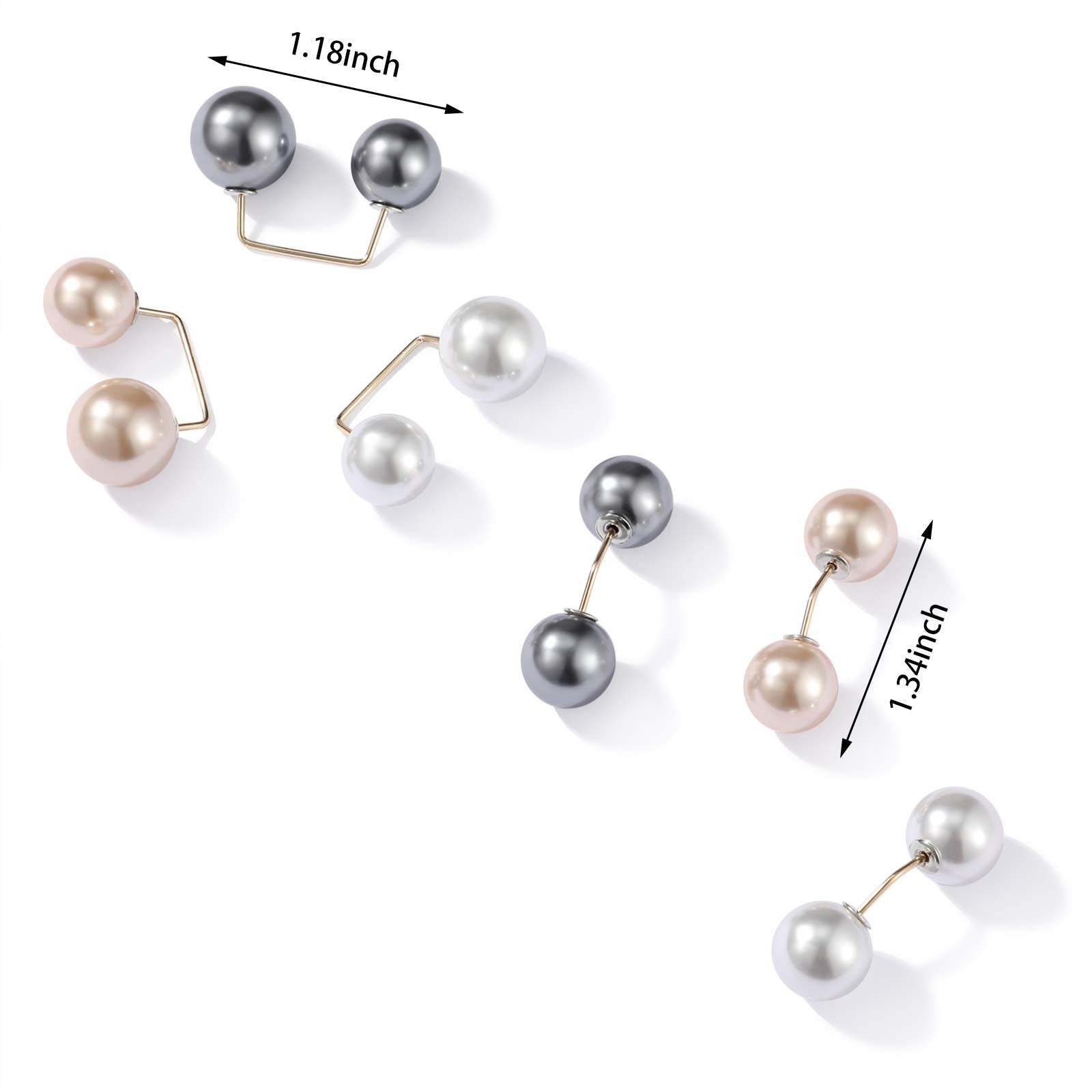 Venzina Pearl Brooch Safety Pins for Neckline and Shawl Use featuring Detachable End | 6pcs Artificial Pearl Jewelry Accessory for Women