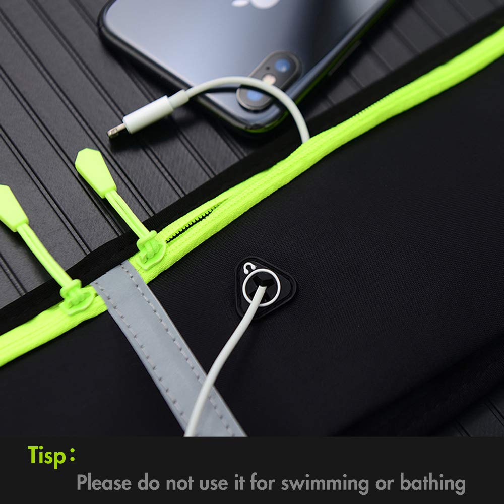 ZIBUYU Waist Bag for Travel and Running with 60–120cm Adjustable Strap Waterproof Lycra | Black Slim Pouch for Men and Women