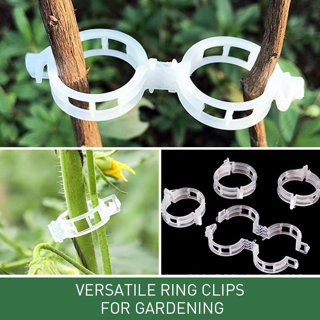 HASTHIP® 300Pcs Gardening Supportive Ring Clips - Creeper Plant Support - Plant Sticks Support for Vines Hook & Vines Climbing Clip - Plants Support Clips for Flowers, Vegetables, Plants