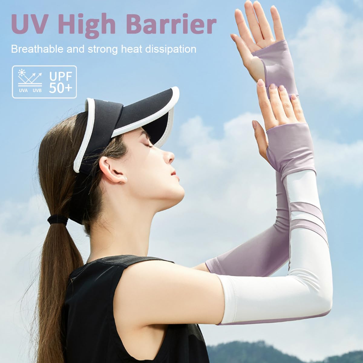 PALAY Hand Cover Arm Sleeves for UV Protection with Thumb Hole Design & Nylon Fabric | 2 PCS