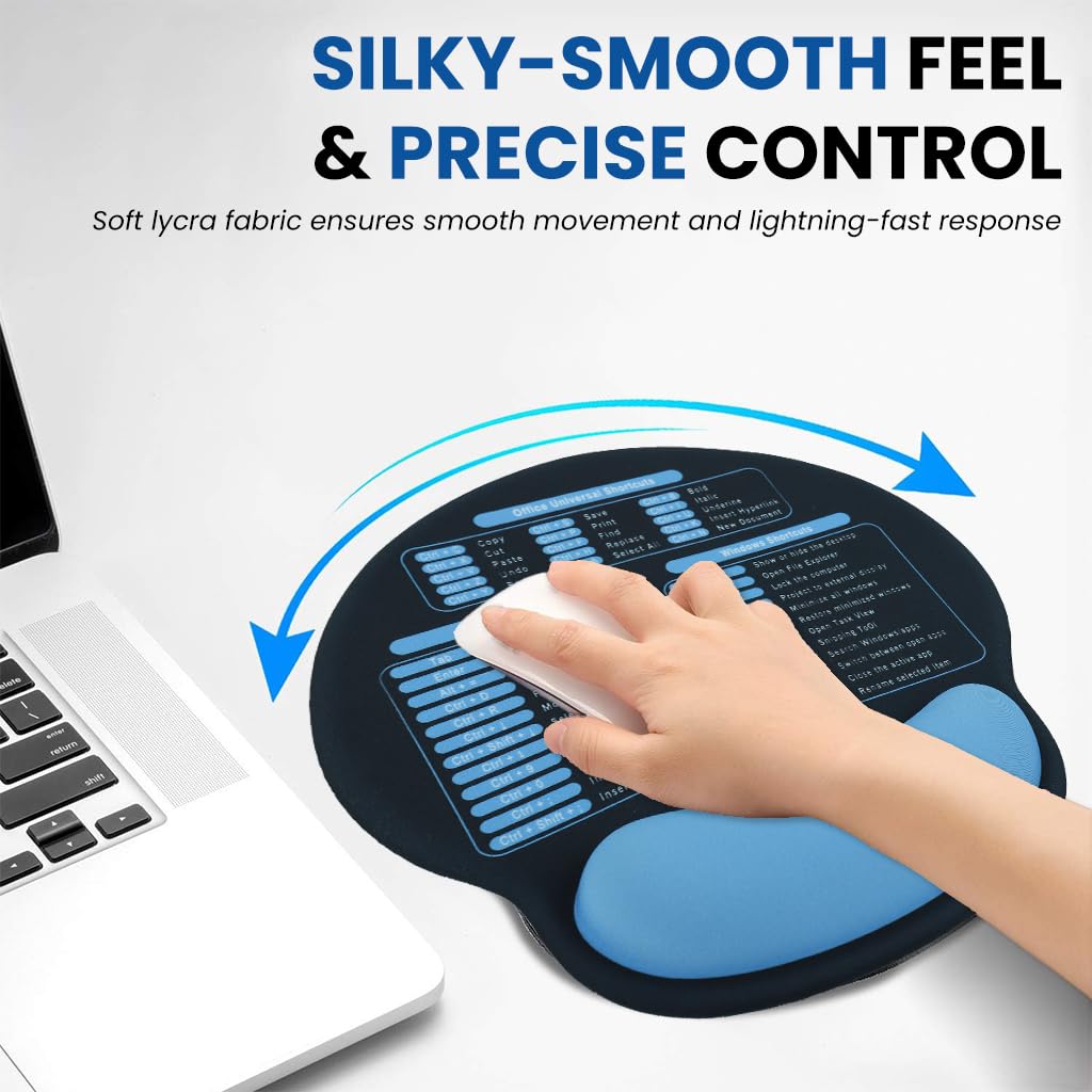 ZORBES Mouse Pad with Wrist Rest for Computer Desk featuring Memory Foam Support & Excel Shortcuts