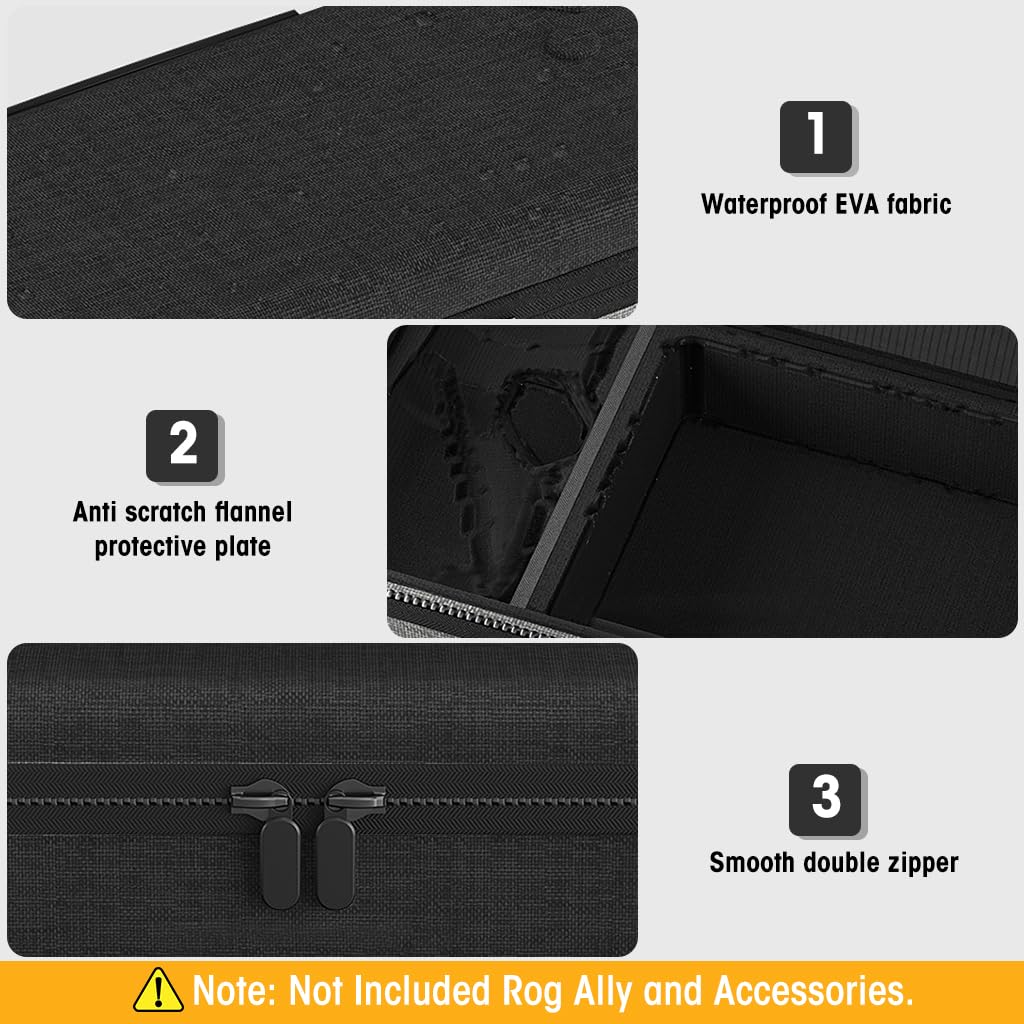 ZORBES Carrying Case for Rog Ally featuring Mesh Pouch Storage and Handle | 12.79 x 5.47 x 3.35 in EVA Protective Travel Bag