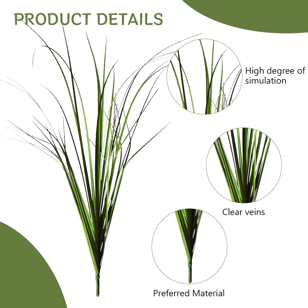 Zibuyu Artificial Grass Plant for Indoor and Outdoor Decor featuring 8 Bundles 23.6 in UV-Resistant Stems