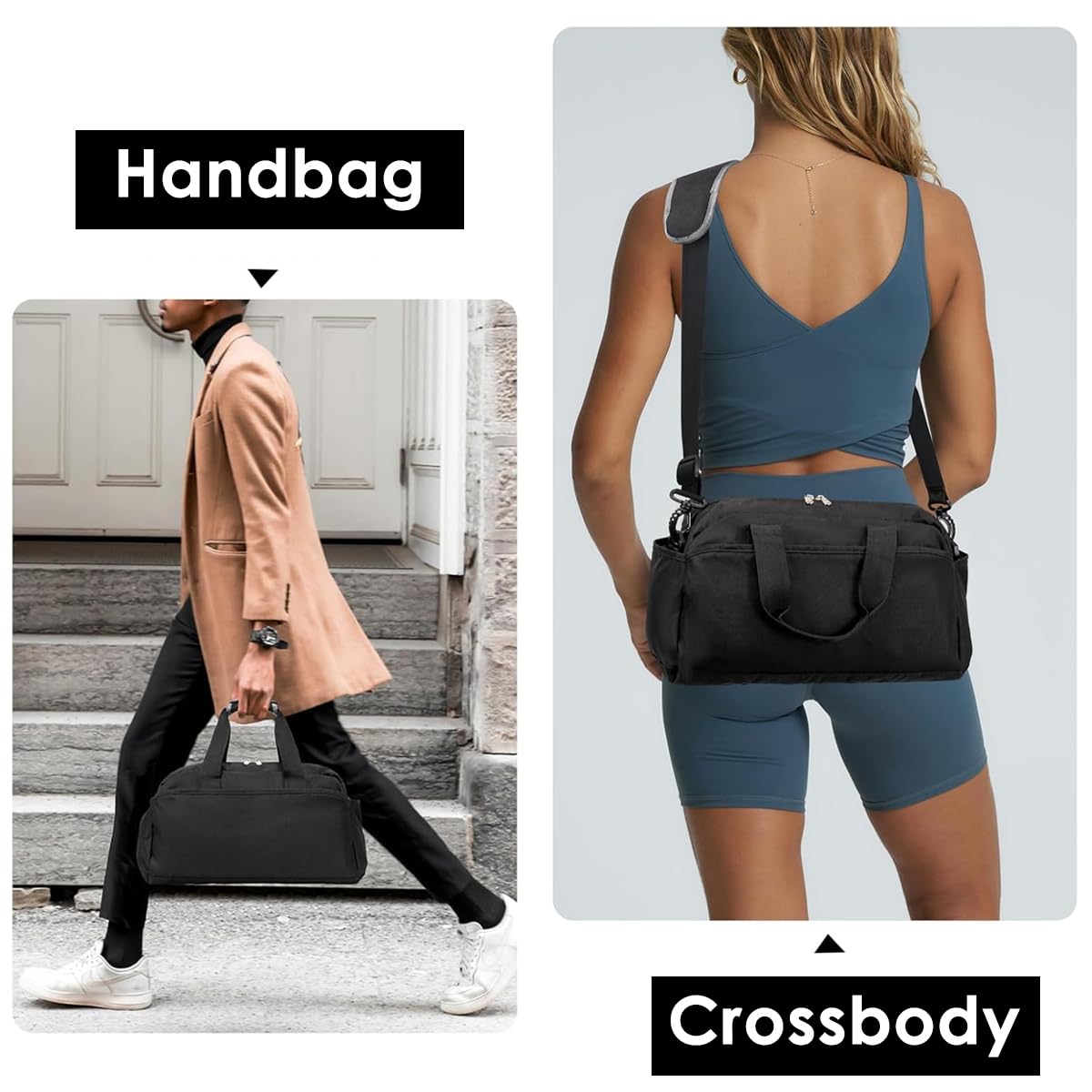 GUSTAVE Gym Bag for Travel and Sports featuring Multi Pockets Design 18x35x20cm Black