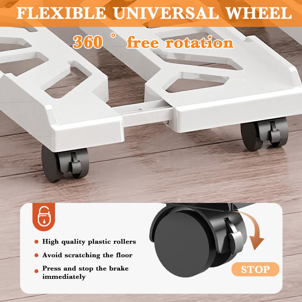 ZORBES Mobile Desk Stand for Computer Tower featuring 20–30cm Adjustable Width and 4 Wheels | White