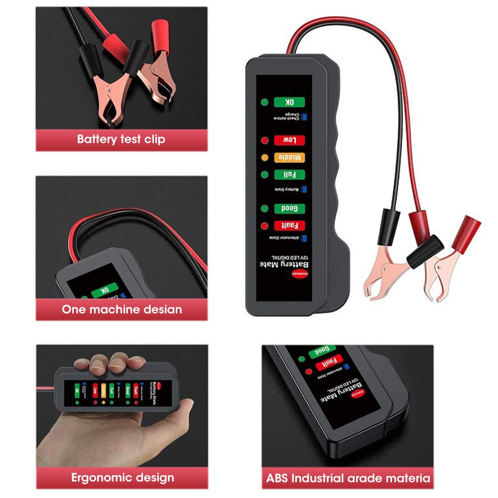 STHIRA 12V Car Battery Tester for Vehicles with LED Indicator and Reverse Protection | Alternator and Battery Health Analyzer