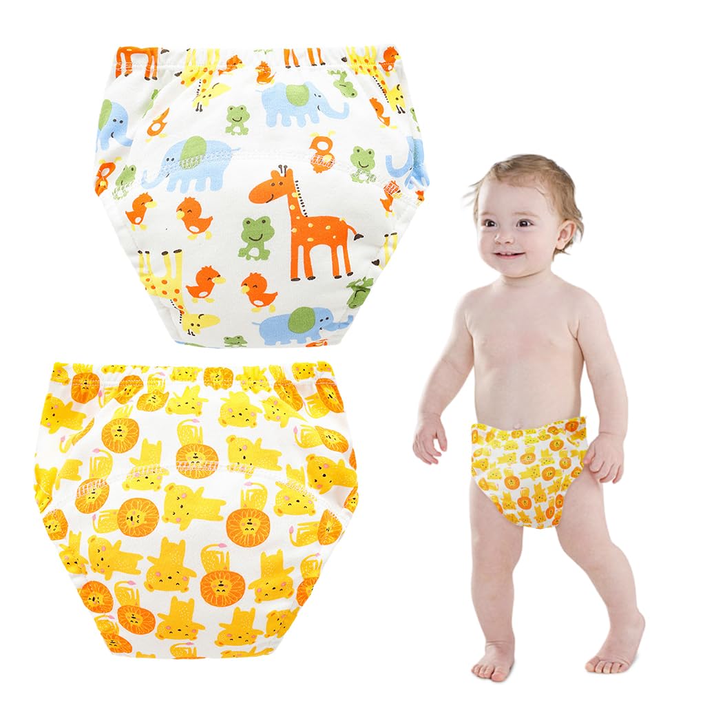 SNOWIE SOFT Potty Training Pants for Toddlers with Elastic Waist and Breathable Cotton | 2Pcs 7.5–10 kg Reusable Underwear for 12–15 Months