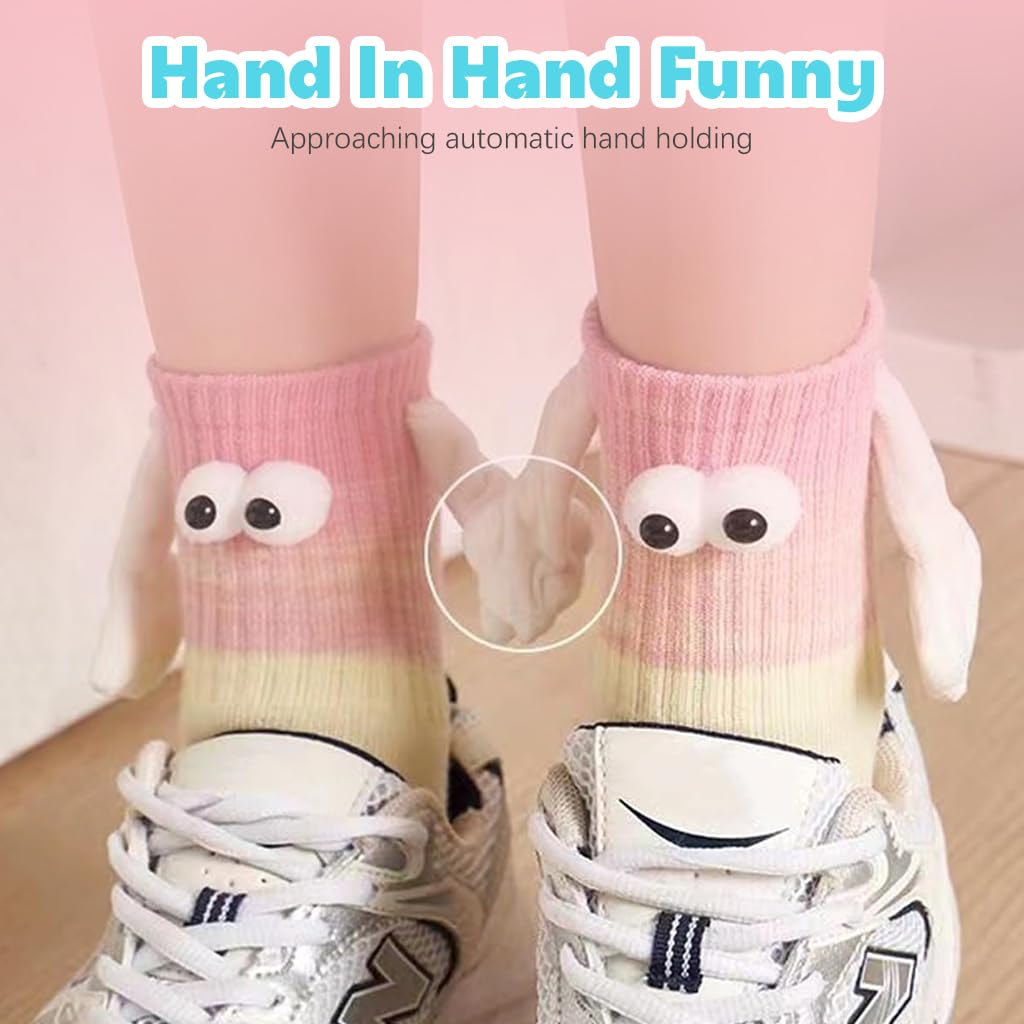 Venzina Holding Hands Socks for Couples featuring Magnetic Suction and 2 Pairs Cotton Gifts