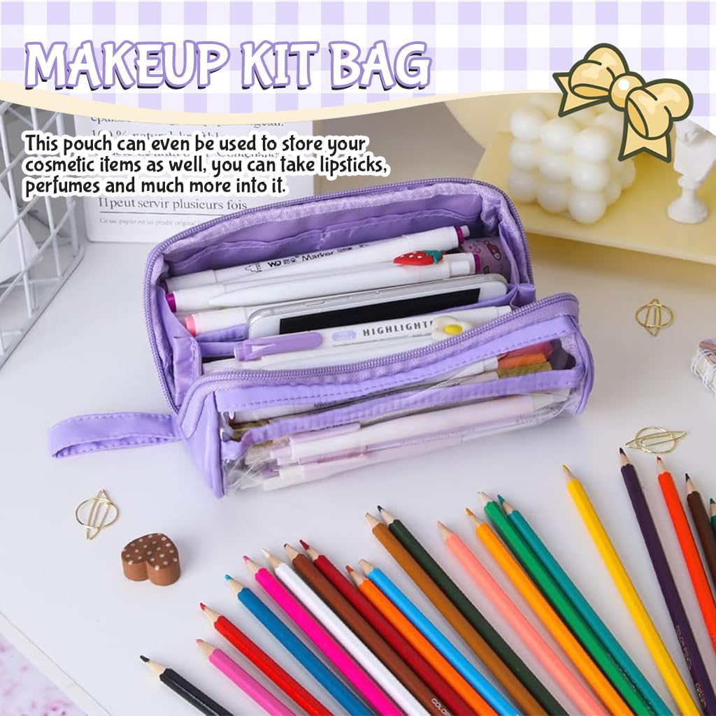 ZIBUYU Pencil Case for Stationery and Travel Toiletries with Cylindrical Oxford PVC Design