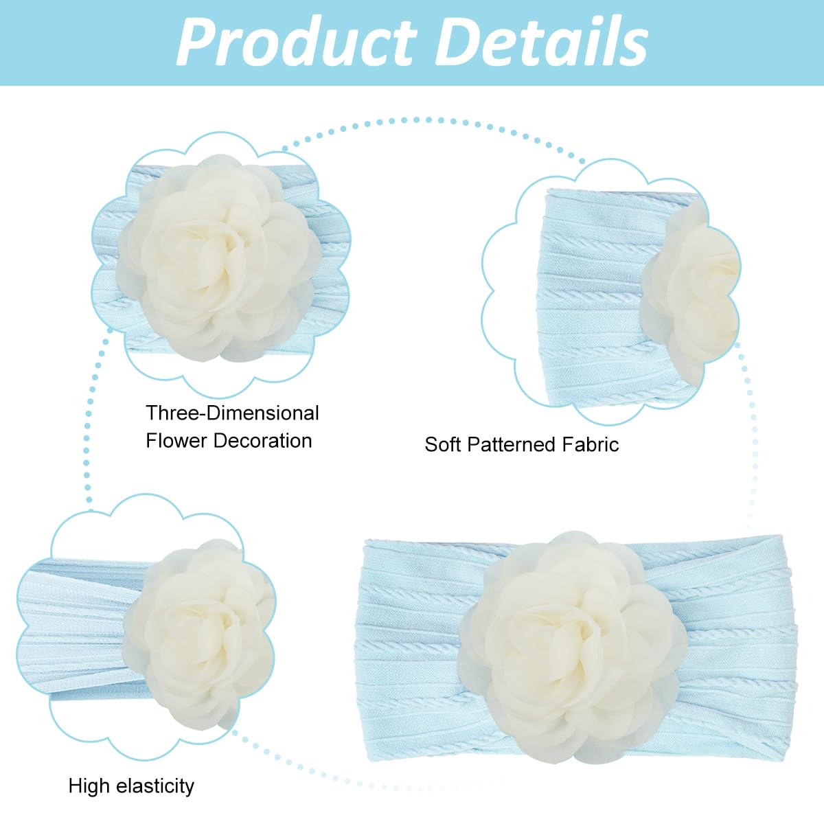 SNOWIE SOFT Chiffon Flower Hair Bands for Baby Girl and Socks Set in Blue | Soft Breathable Nylon Gift for Newborns