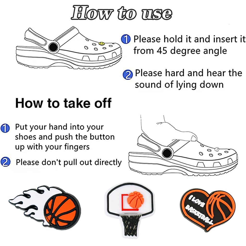 HASTHIP Sports Shoe Charms for Clog Sandals featuring 9 PVC Sports Designs | Kids & Adults