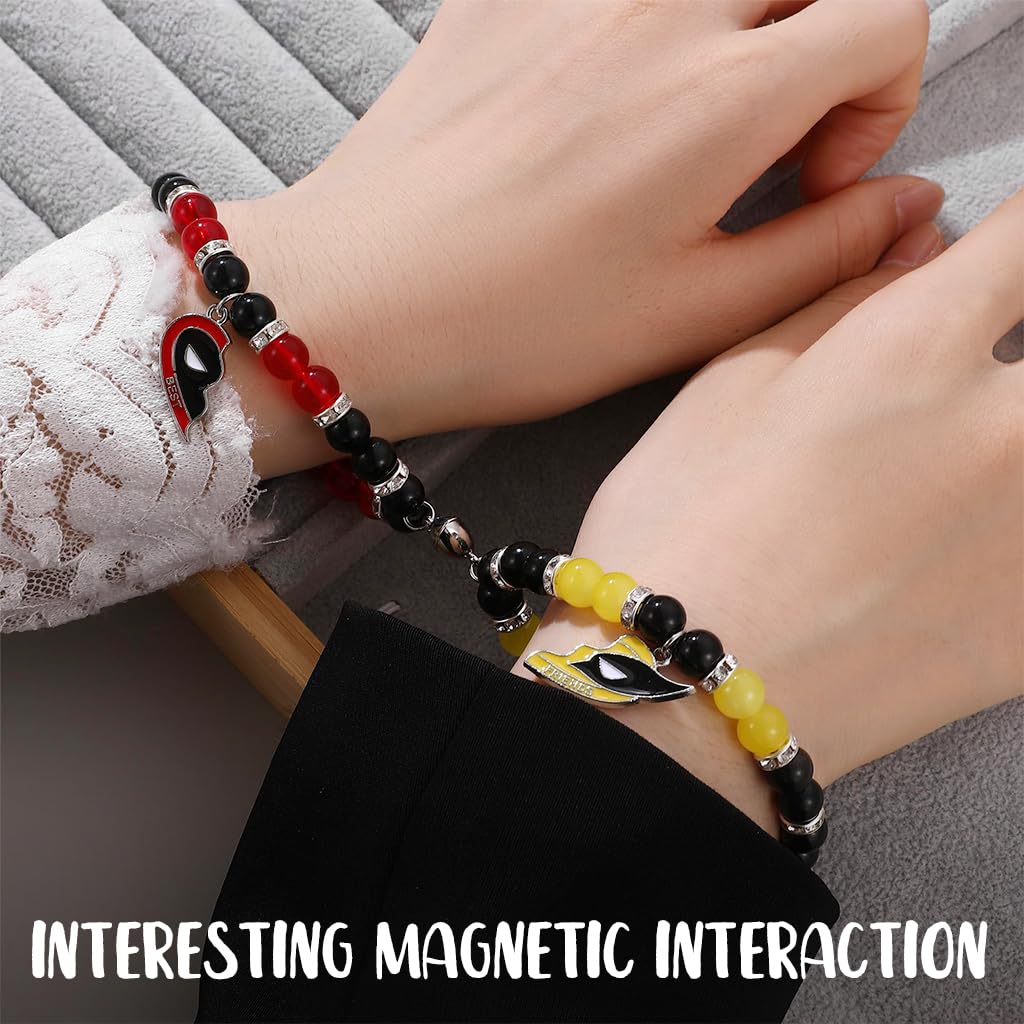 SANNIDHI Deadpool and Wolverine Friendship Bracelet for Couples with Magnetic Heart Charm | Alloy Beads Gift for Fans