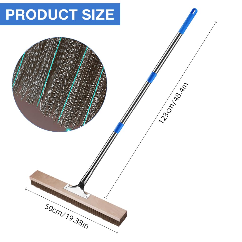 Serplex Floor Scrubber for Deck and Concrete Cleaning with 19.7 in Head and Steel Wire Bristles