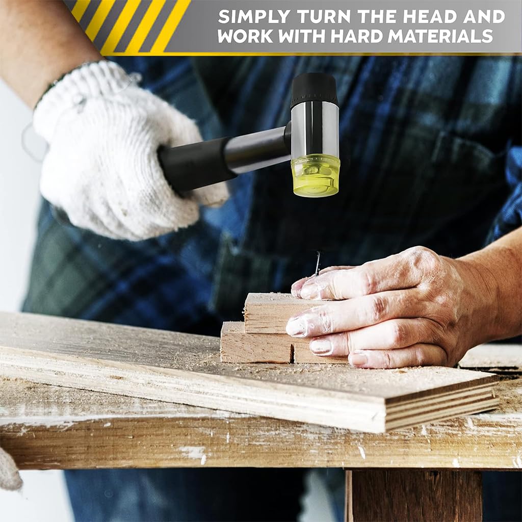 Serplex Rubber Mallet Hammer for Woodworking and Flooring with 30mm Double Faced Head | Ergonomic Rubberized Handle
