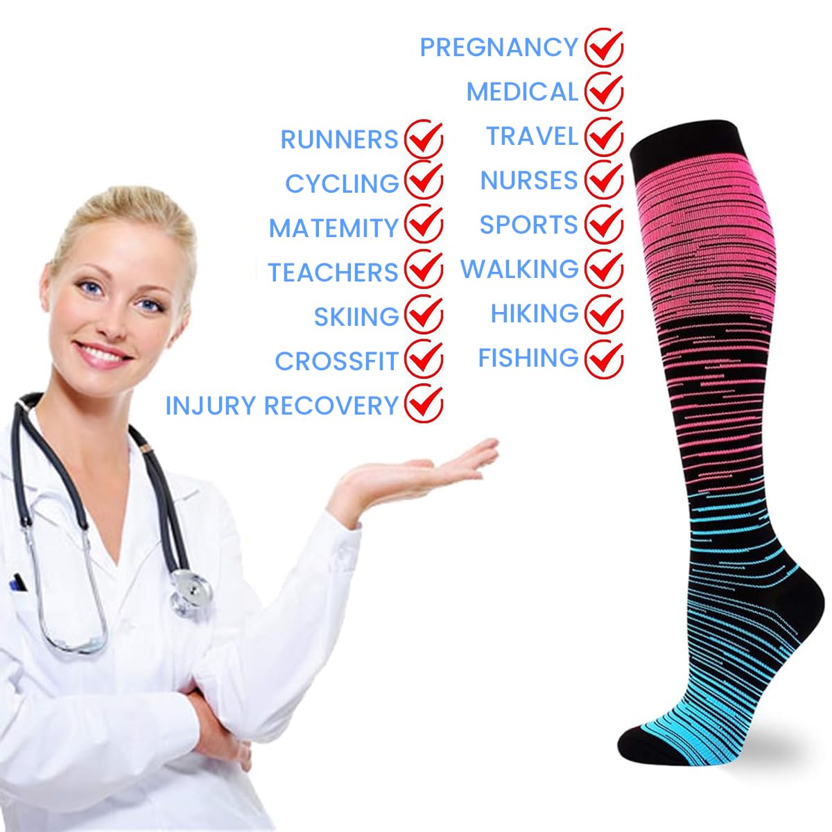 Optifit® Classic Football Stockings, Knee Length Stockings, Football Socks, Soccer Socks, Sports Socks, Football Stockings for Men & Women (3 Pairs)