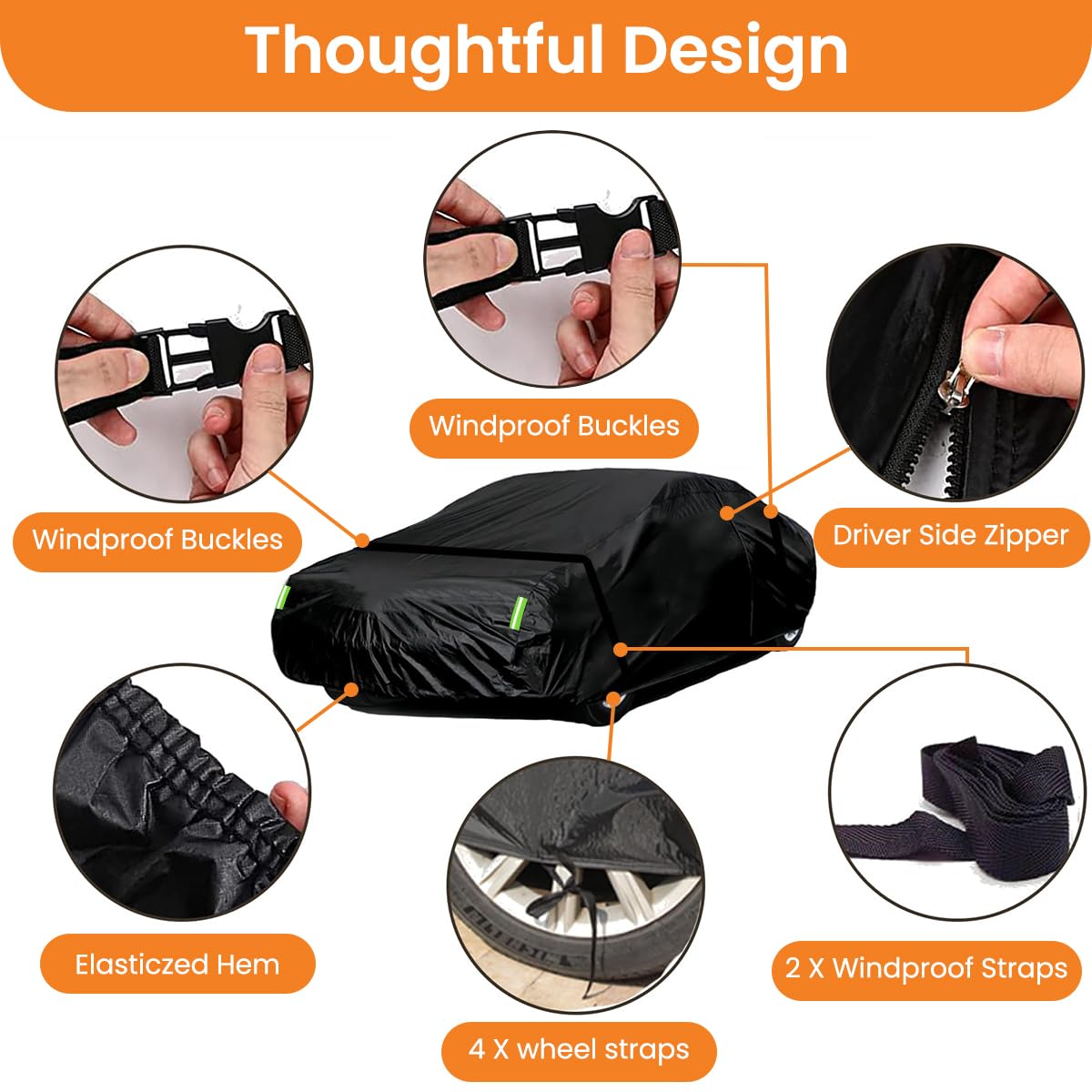 STHIRA Waterproof Car Body Cover for Maruti Swift Dzire with Mirror Ears and Soft Cotton Lining | 210D Oxford Fabric and UV-Resistant Coating