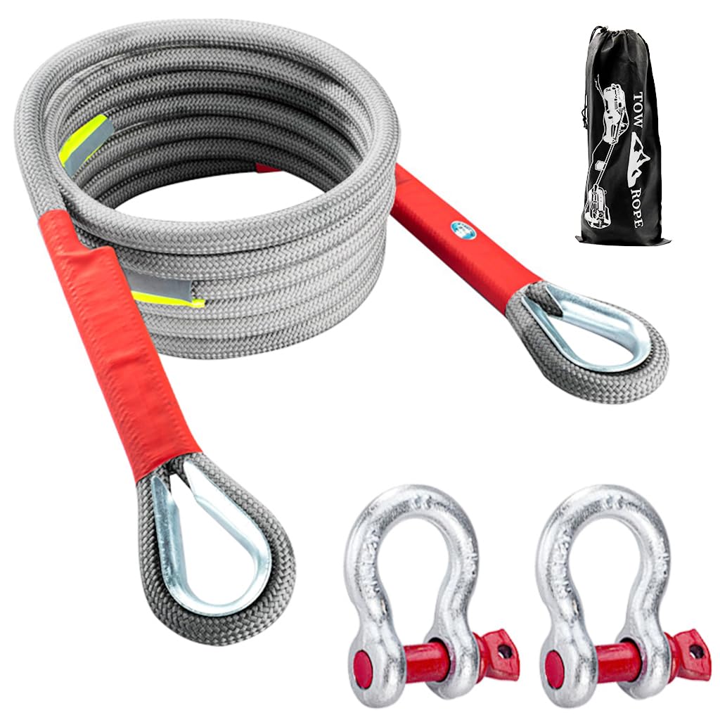 STHIRA Tow Rope for Car and Truck with Screw Fixed D Rings 13ft Nylon Strap 18T Load | SUV Towing