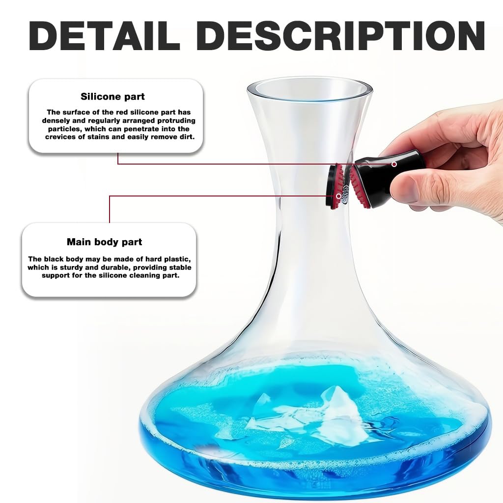 HASTHIP Silicone Bottle Cleaning Brush for Wine Decanters and Vases | Black Interior Wall Cleaner