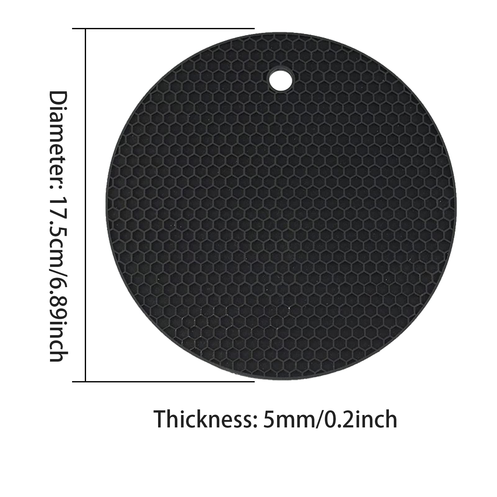 ZIBUYU Silicone Insulation Pads 6.8 in for Hot Dishes with Honeycomb Anti Slip Design | Black