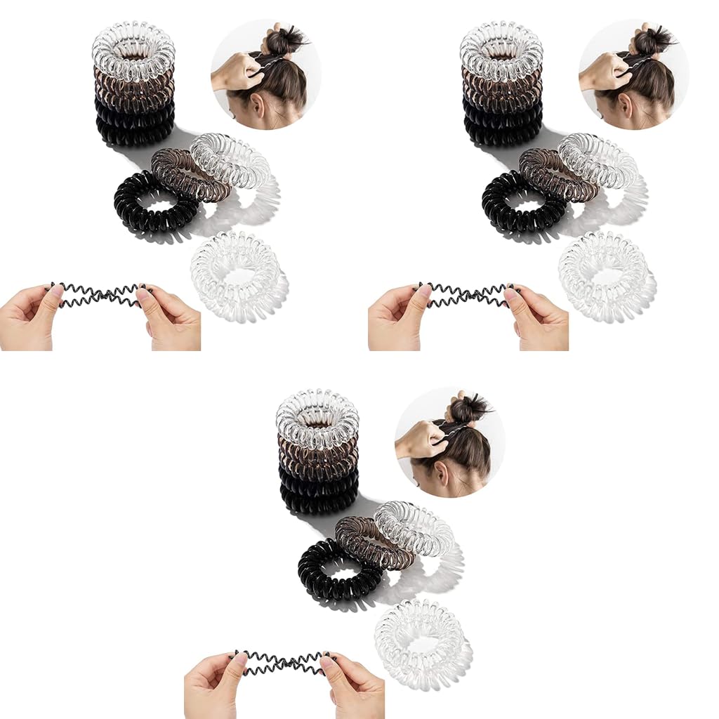 ZIBUYU Hair Ties for Women Coil Spiral Scrunchies including 27PCS with 02cm–04cm Stretch | Suitable for Daily Hairstyles
