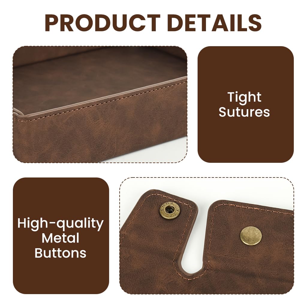ZORBES PU Desk Organizer Box for Keys and Jewelry featuring Shallow Open Design 26x19x4.5cm