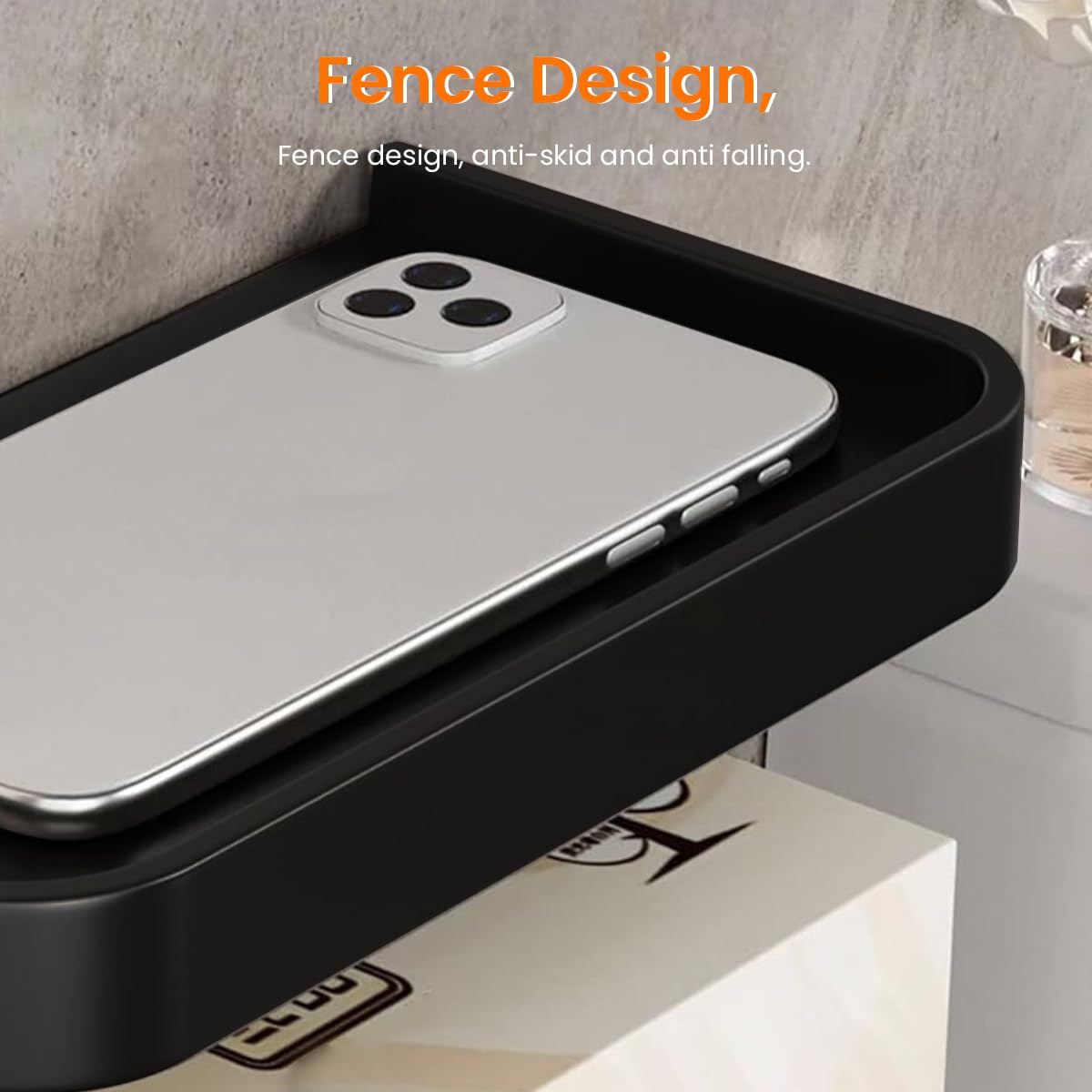 HASTHIP Toilet Paper Holder for Bathroom with Utility Shelf 18x11.2x9.6cm | ABS Plastic