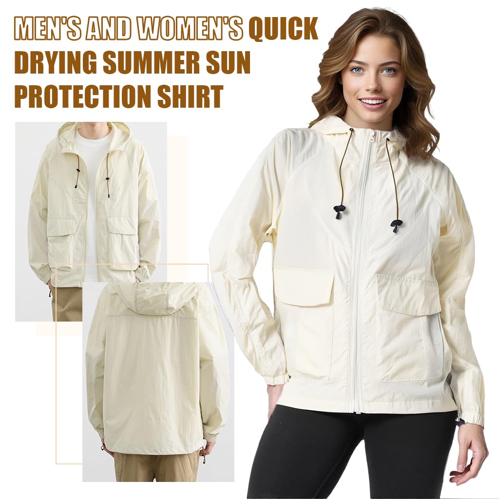 SANNIDHI Womens UV Jacket for Hiking with UPF 50 Plus Sun Protection and Waterproof Hood | Lightweight Windproof Athletic Raincoat