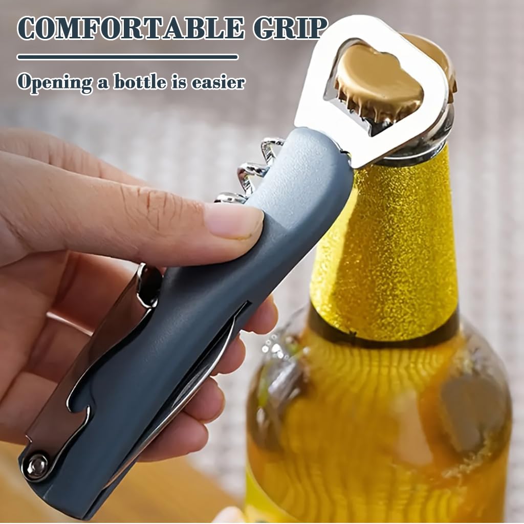 HASTHIP 3 in 1 Corkscrew for Wine and Beer Opening with Dual End Design and Folding Foil Cutter
