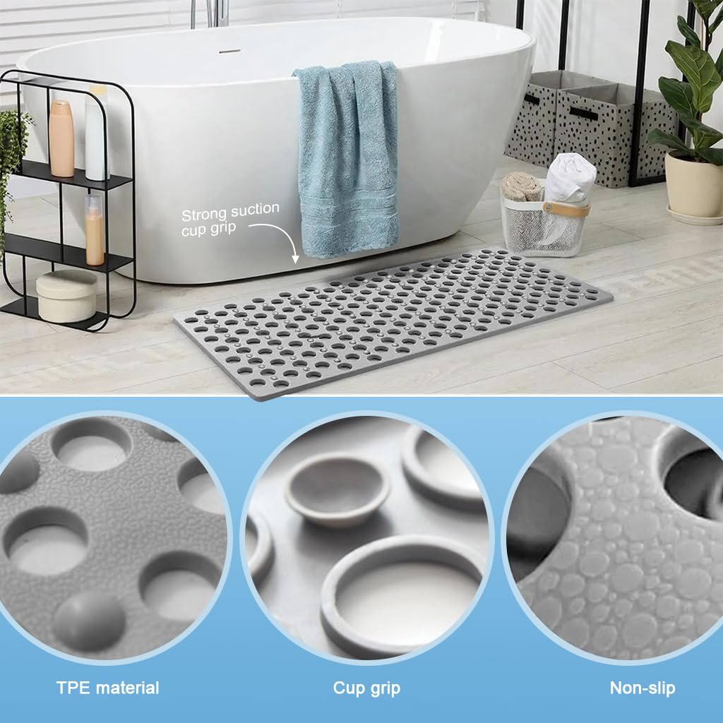 HASTHIP PVC Bathroom Mat 43.5 x 77.5 cm for Shower Safety featuring Multi Hole Drainage | Non Slip for Kids and Seniors