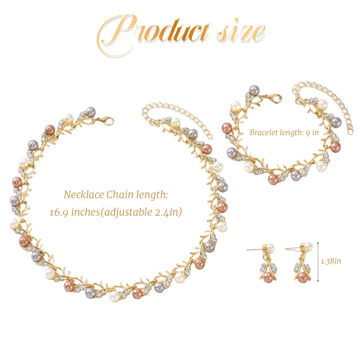 SANNIDHI Jewelry Set for Women with Pearl and Rhinestone Details | Necklace Bracelet & Earrings for Wedding and Party