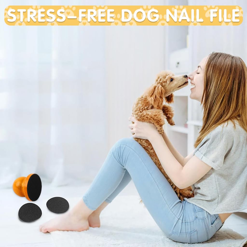 Qpets® Dog Nail Filer, Manual Dog Nail File Board Cat Dog Grooming Tool, Stress Free Cat Dog Claw Care Nail Filing for Dog Nail Grinder Wooden Handle Dog Nail Filer