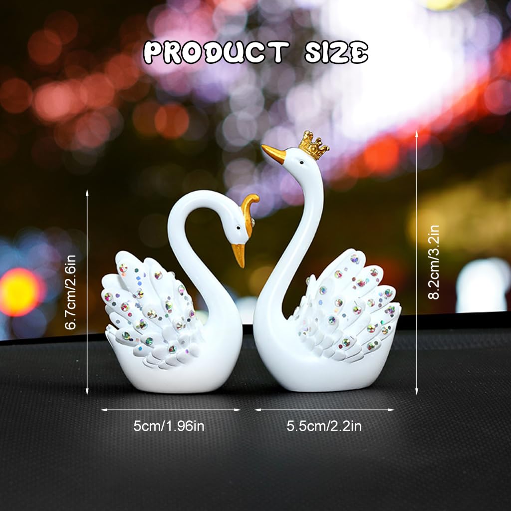 STHIRA® 1 Set Love Couple Swan Creative Decoration Car Decor Miniature Fairy Figurines Car Ornament Swan Ornament Decor for Car