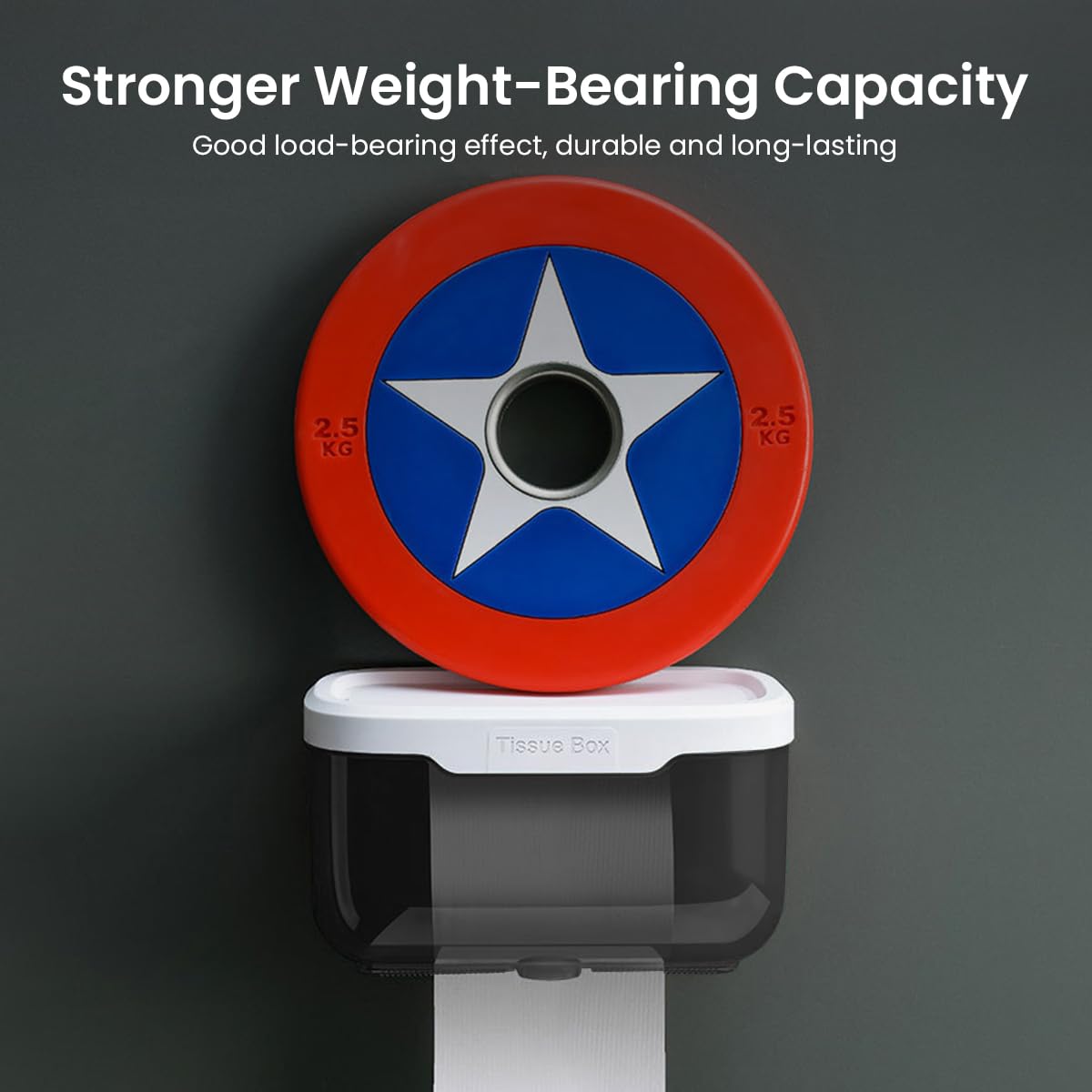 HASTHIP Wall Mounted Paper Holder with 18x10.5cm Utility Shelf and Screw Mount | Stainless Steel