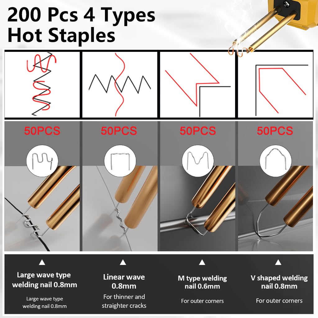 Serplex Cordless Plastic Welder for Car Bumper Repair with 500W Power and 200PCS Hot Stapler | LCD Display and 5000mAh Battery