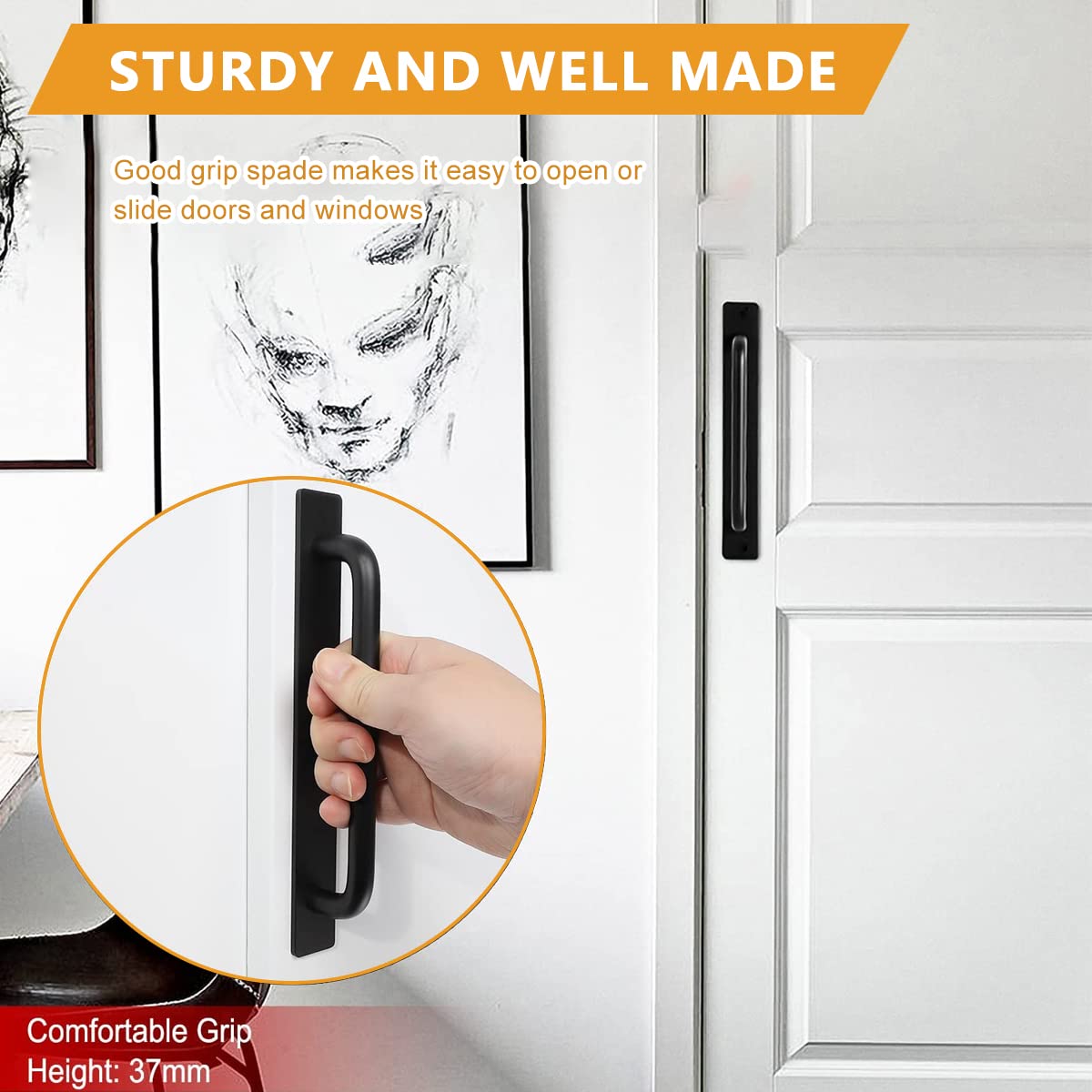 HASTHIP Adhesive Door Handle Pulls for Cabinets and Drawers featuring No Drilling Design | 5.8 in Black Aluminum Alloy