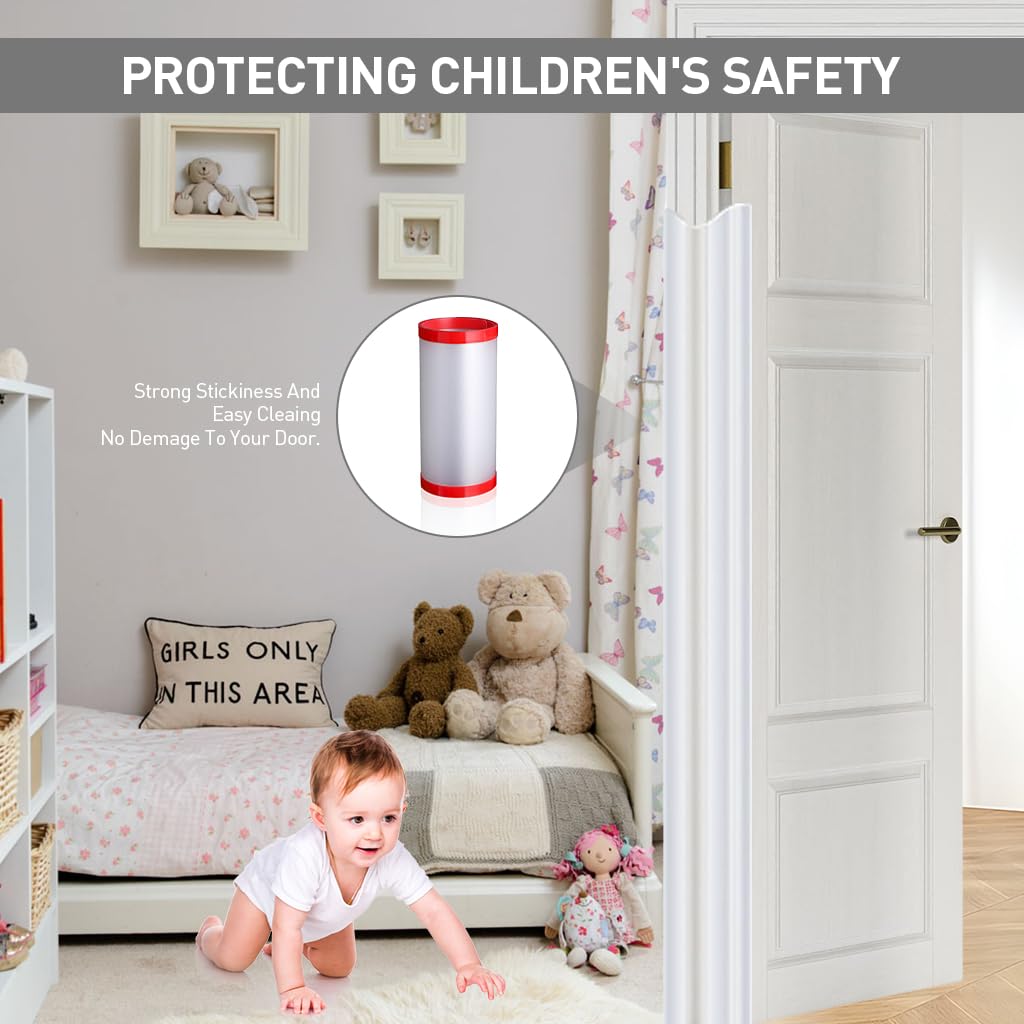 SNOWIE SOFT Baby Finger Pinch Guard for Door Safety with Self Adhesive Hinge Cover Strip and Frosted PP 1.2m | Ideal for Childproof Homes
